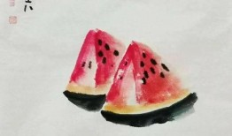 关于吃瓜的画,一幅描绘夏日吃瓜生活的画卷