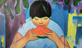 关于吃瓜的画,一幅描绘夏日吃瓜生活的画卷